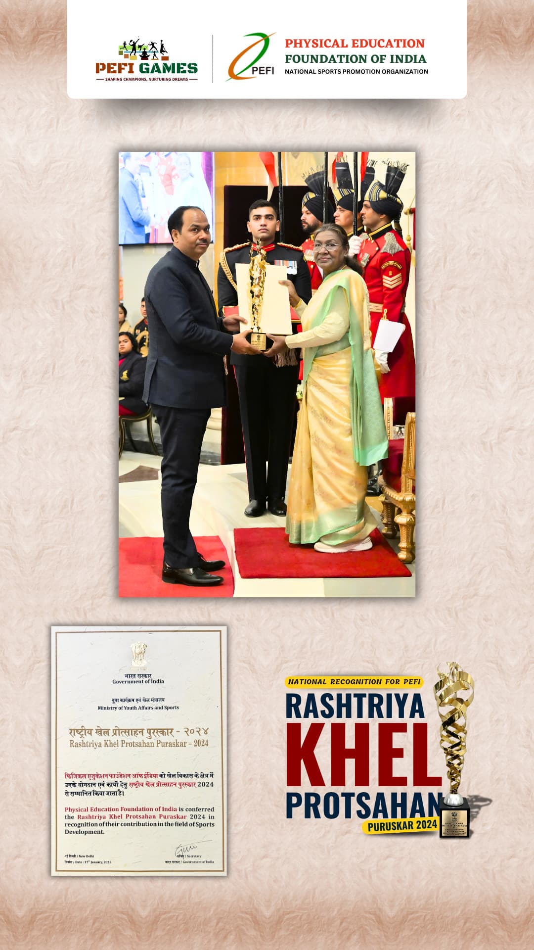 PEFI — Rashtriya Khel Protsahan Puruskar 2024